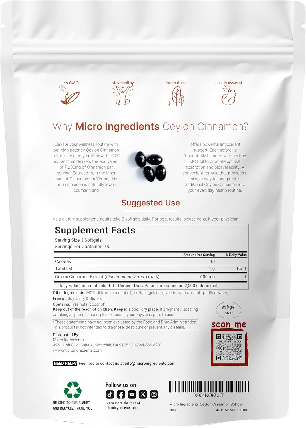 Ceylon Cinnamon Softgels — Pre-Diabetic Blood Sugar Support